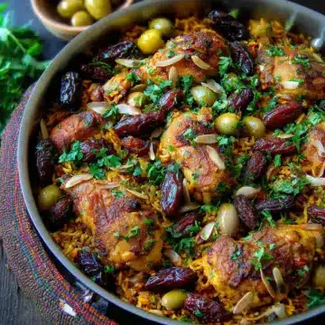 Moroccan Chicken and Rice with Dates & Olives