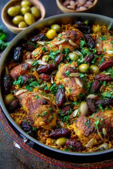 Moroccan Chicken and Rice with Dates & Olives
