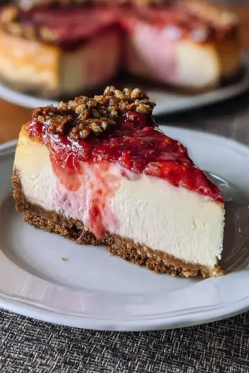 Strawberry Cheesecake With A Pretzel Crust