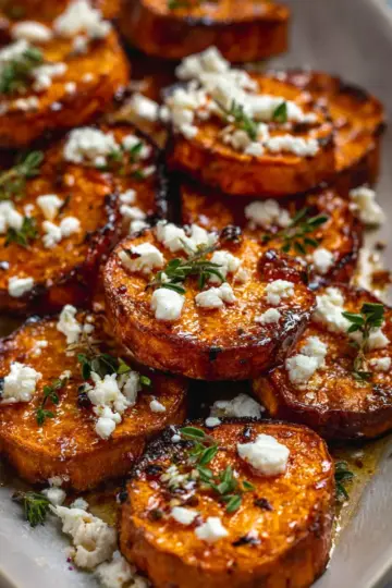 Roasted Sweet Potato Rounds with Honey & Feta