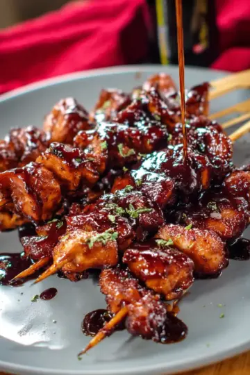 Sticky Bourbon Chicken Skewers