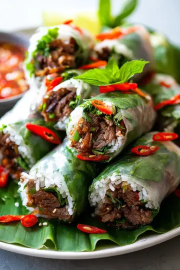 Thai Basil Beef Rolls