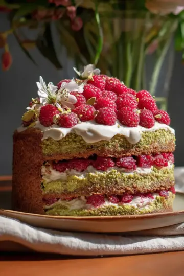 Pistachio Raspberry Cake