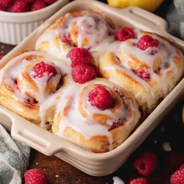 Raspberry Sweet Rolls with Lemon Glaze