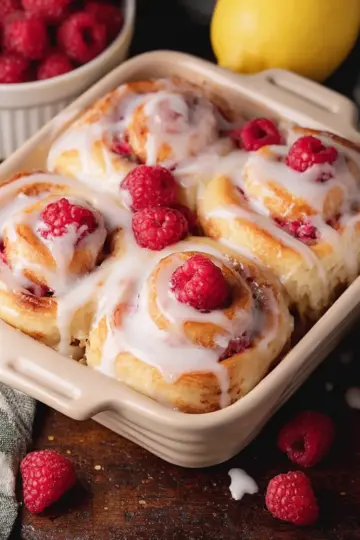 Raspberry Sweet Rolls with Lemon Glaze