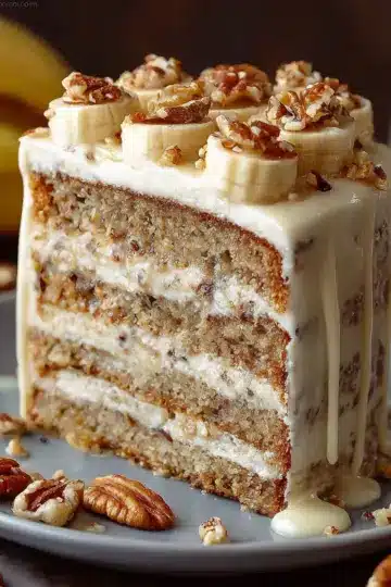 Heavenly Banana Walnut Cream Cake