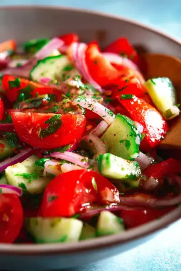 Mediterranean Salad with Tomato and Cucumber