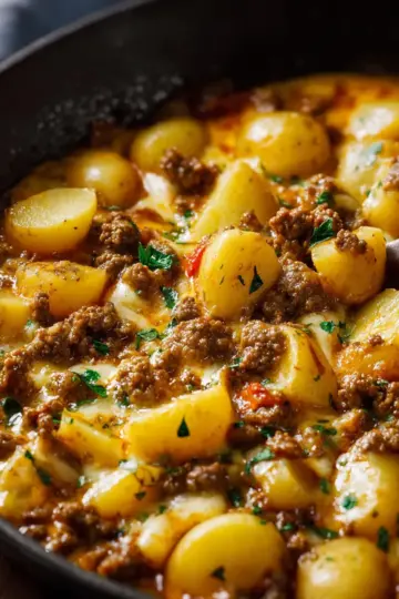 One-Pan Cheesy Ground Beef and Potatoes