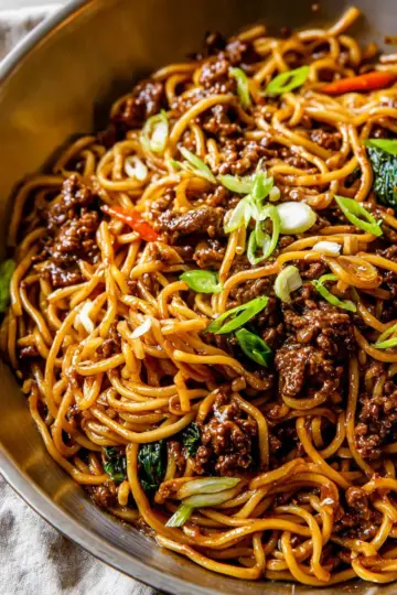 Mongolian Ground Beef Noodles