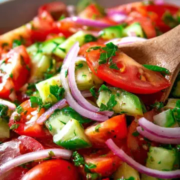 Mediterranean Salad with Tomato and Cucumber