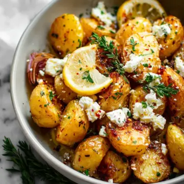Easy Greek Roast Potatoes With Lemon And Feta