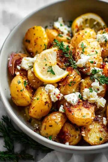 Easy Greek Roast Potatoes With Lemon And Feta
